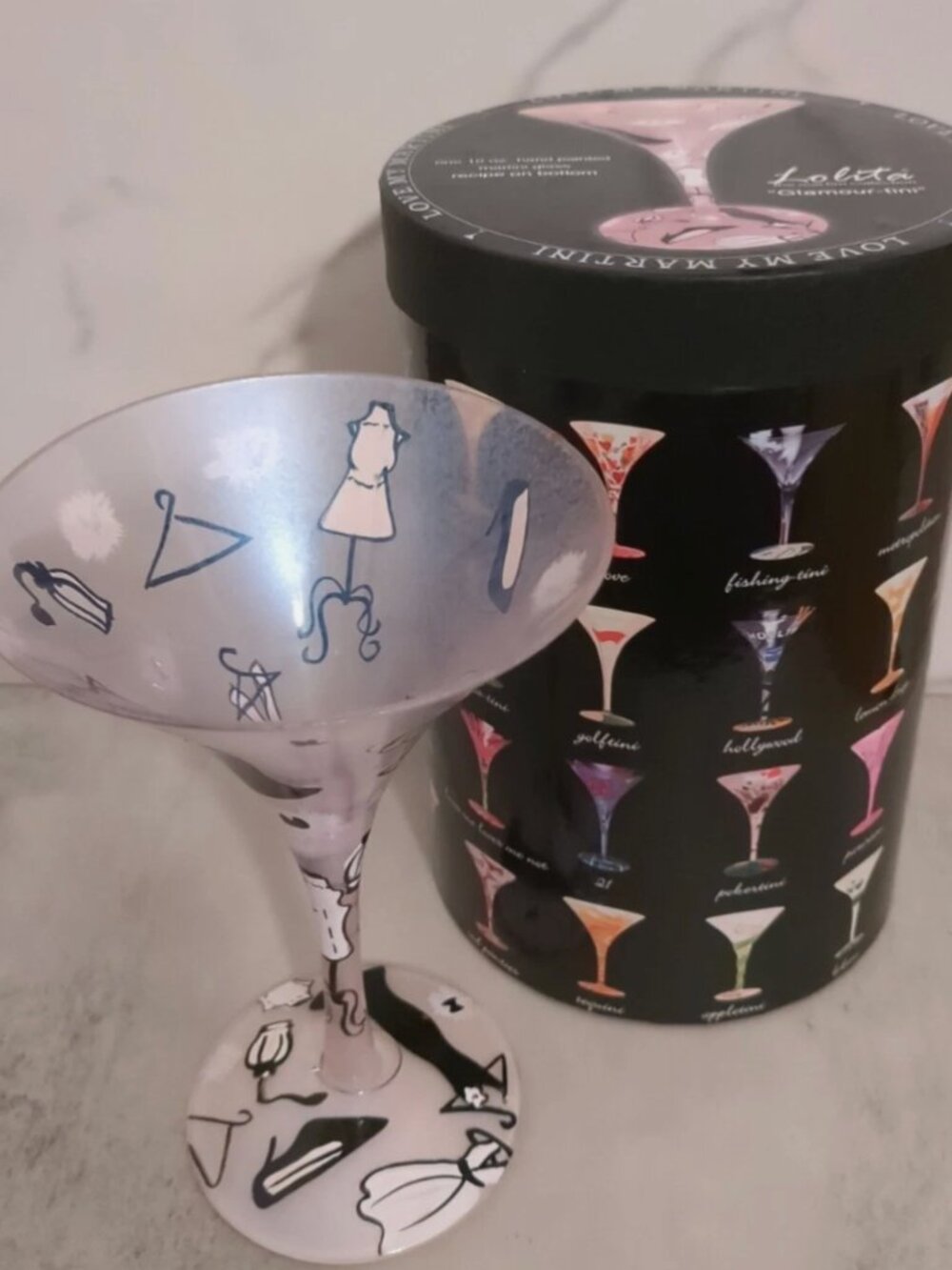 Lolita – Santa Barbara Ceramics Hand Painted Martini Glass in Glamour-tini (NWT)